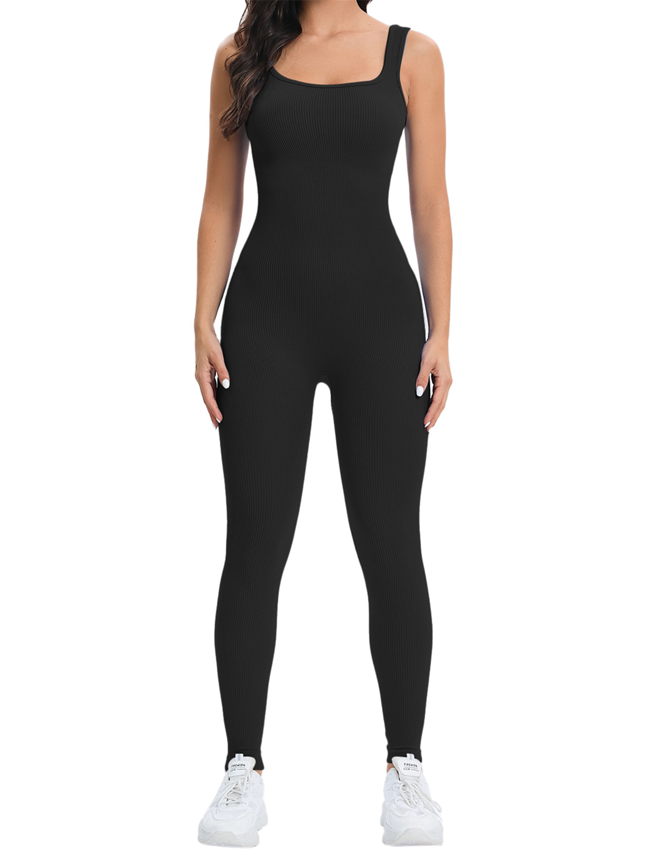 Seamless Ribbed Workout Tank Top - 여성용 운동복 심리스 점프수트 요가 리브드
