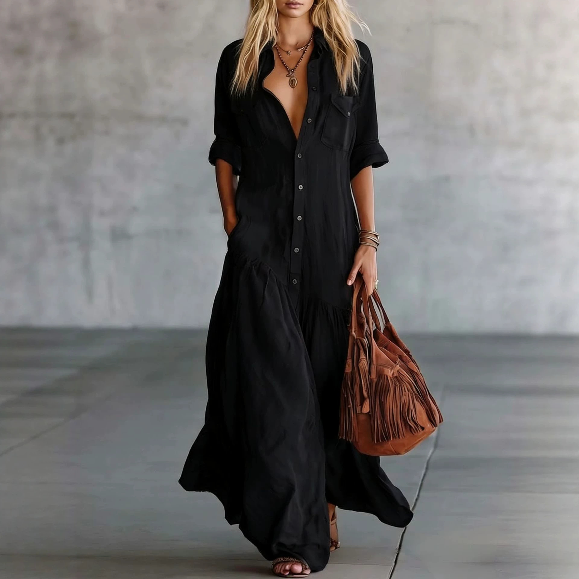 2026 여성 여름 면 린넨 맥시 셔츠 드레스 긴소매  - Casual Loose Linen Shirt Dress 리뷰 및 가격