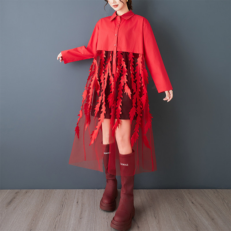 봄 신상 여성용 루즈핏 플로럴 프린트 셔츠 드레스 한국 - Korean Style A Line Shirt Dress 리뷰 및 가격