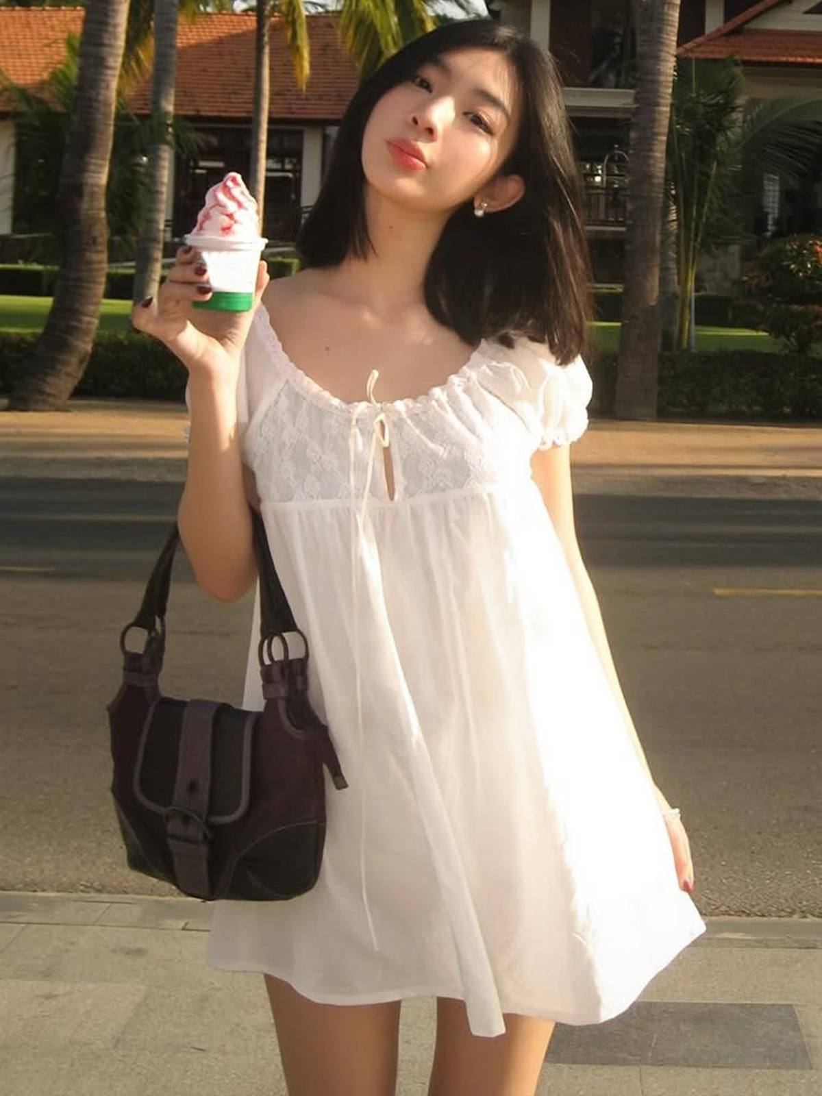 화이트 오프숄더 레이스 베이비돌 미니 드레스 여성 퍼프 - Off Shoulder Puff Sleeve Sundress 리뷰 및 가격