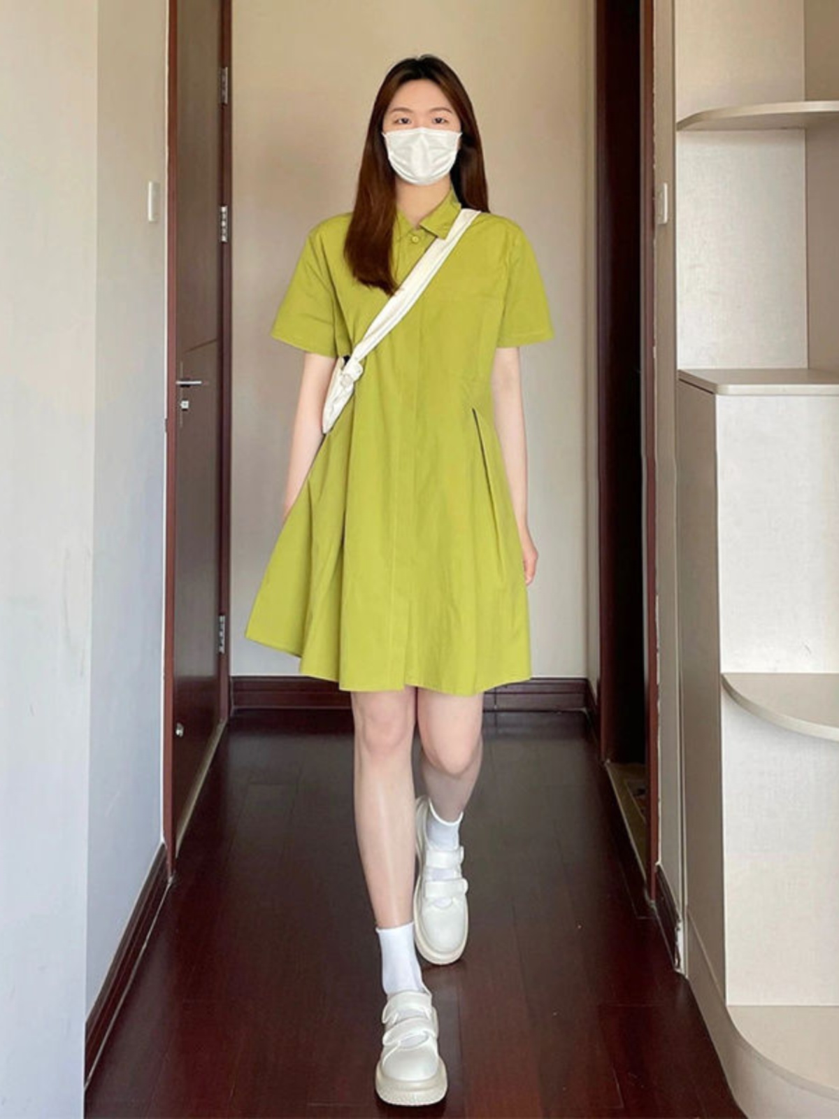 플러스 사이즈 칼라 드레스 여성 루즈 셔츠 스타일 여름 - Korean Style A Line Shirt Dress 리뷰 및 가격