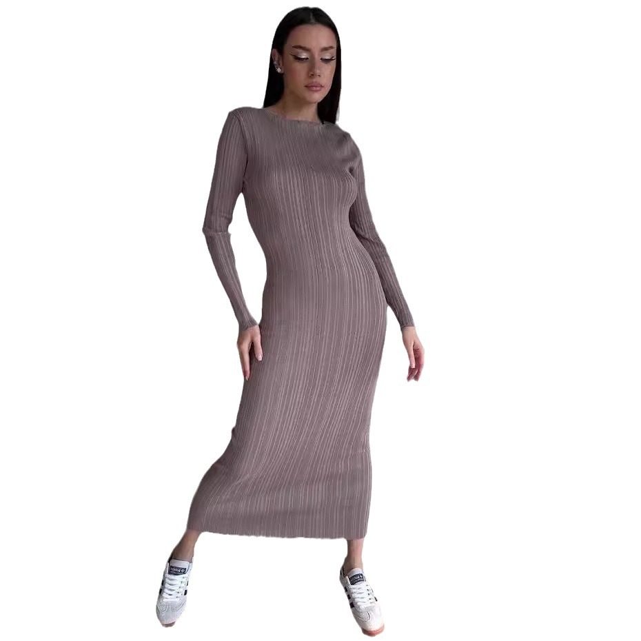 여성용 우아한 크루넥 허리 라인 강조 슬리밍 리브 니트 - Bodycon Long Sleeve Ribbed Dress 리뷰 및 가격