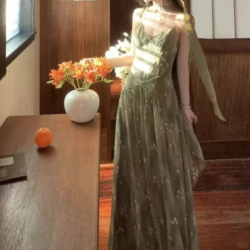 2025년 신상 빈티지 우아한 프렌치 플로럴 프린트 브 - French Vintage Floral Midi Dress 리뷰 및 가격
