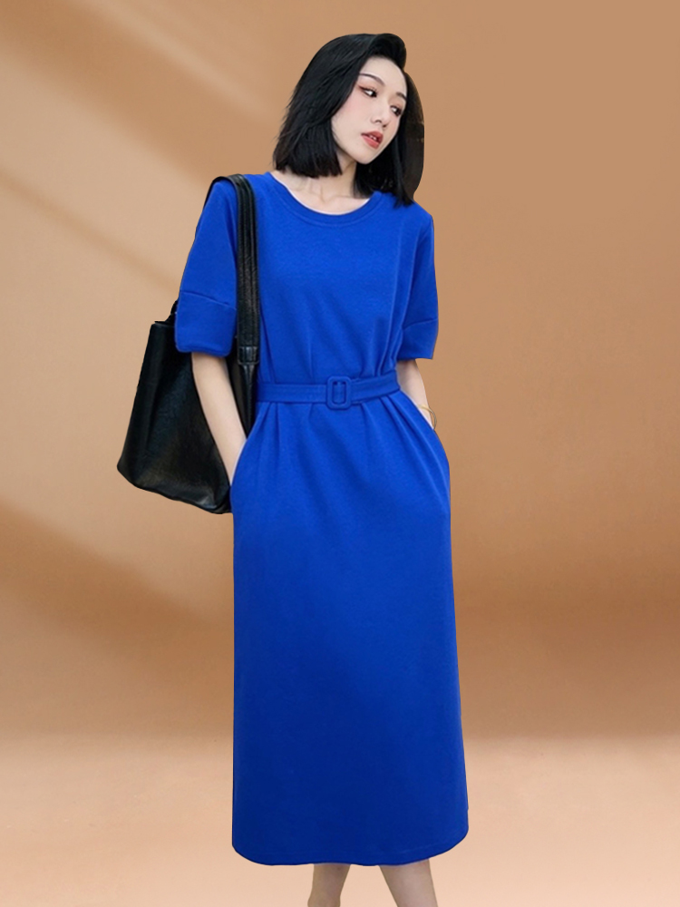 클라인 블루 여성용 여름 캐주얼 롱 티셔츠 드레스 허리 - Korean Style A Line Shirt Dress 리뷰 및 가격