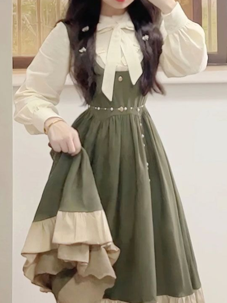 2025 신상 일본 한국 귀여운 프레피 로리타 디자인  - Korean Style A Line Shirt Dress 리뷰 및 가격