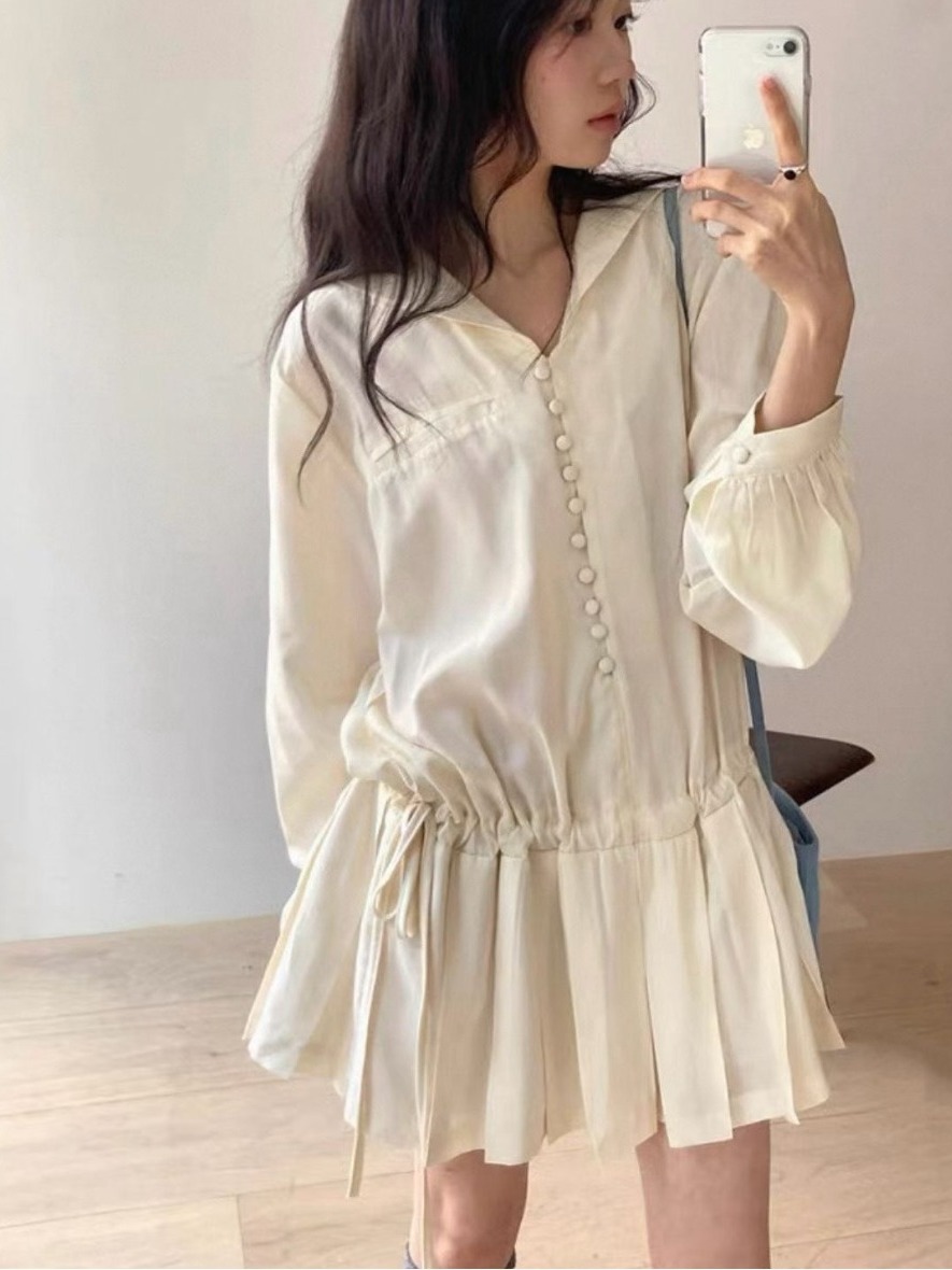 슬리밍 긴팔 셔츠 드레스 여성용 시크한 개성 신선한 주 - Korean Style A Line Shirt Dress 리뷰 및 가격